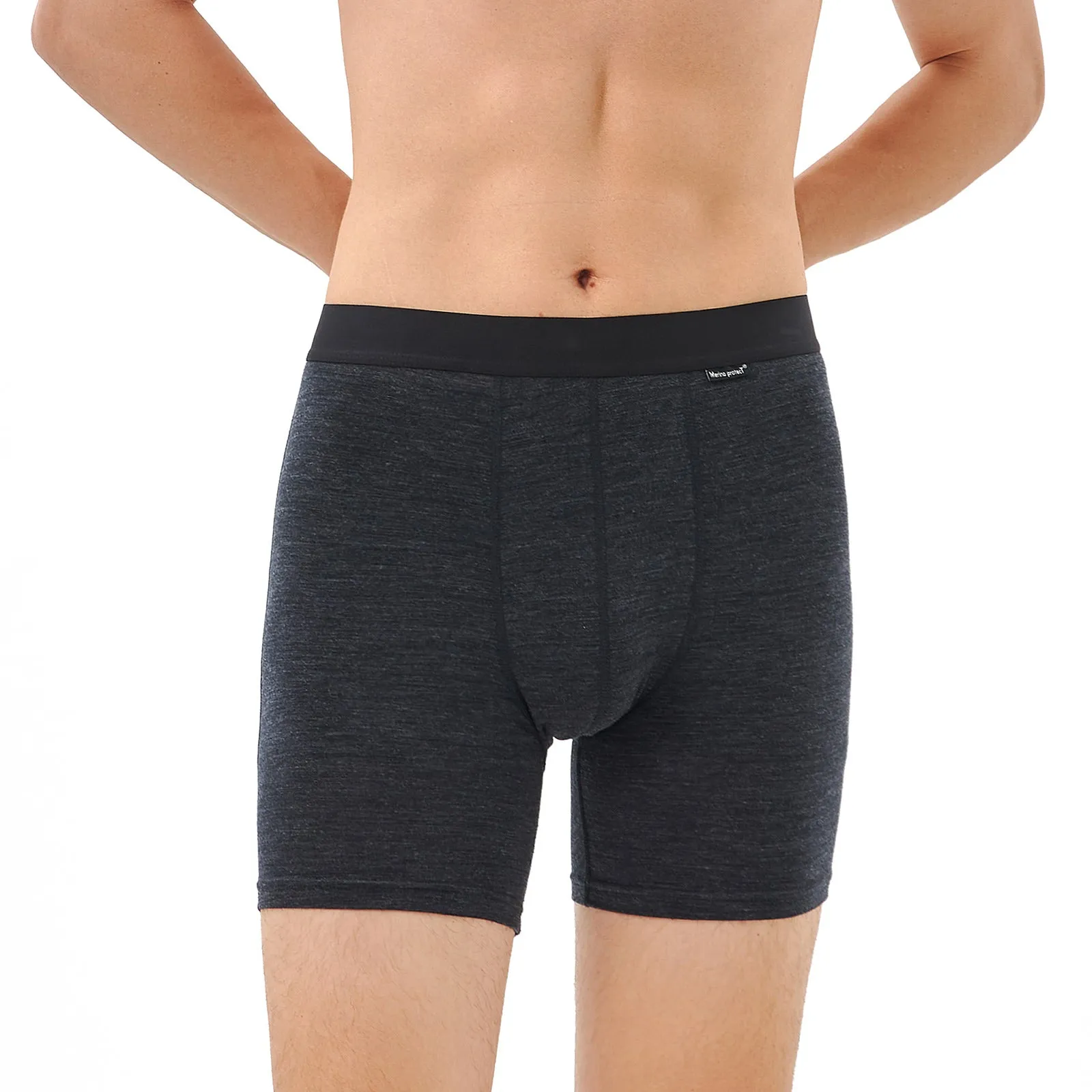 Men's Merino 180g Underwear Boxer Briefs  Black Heather