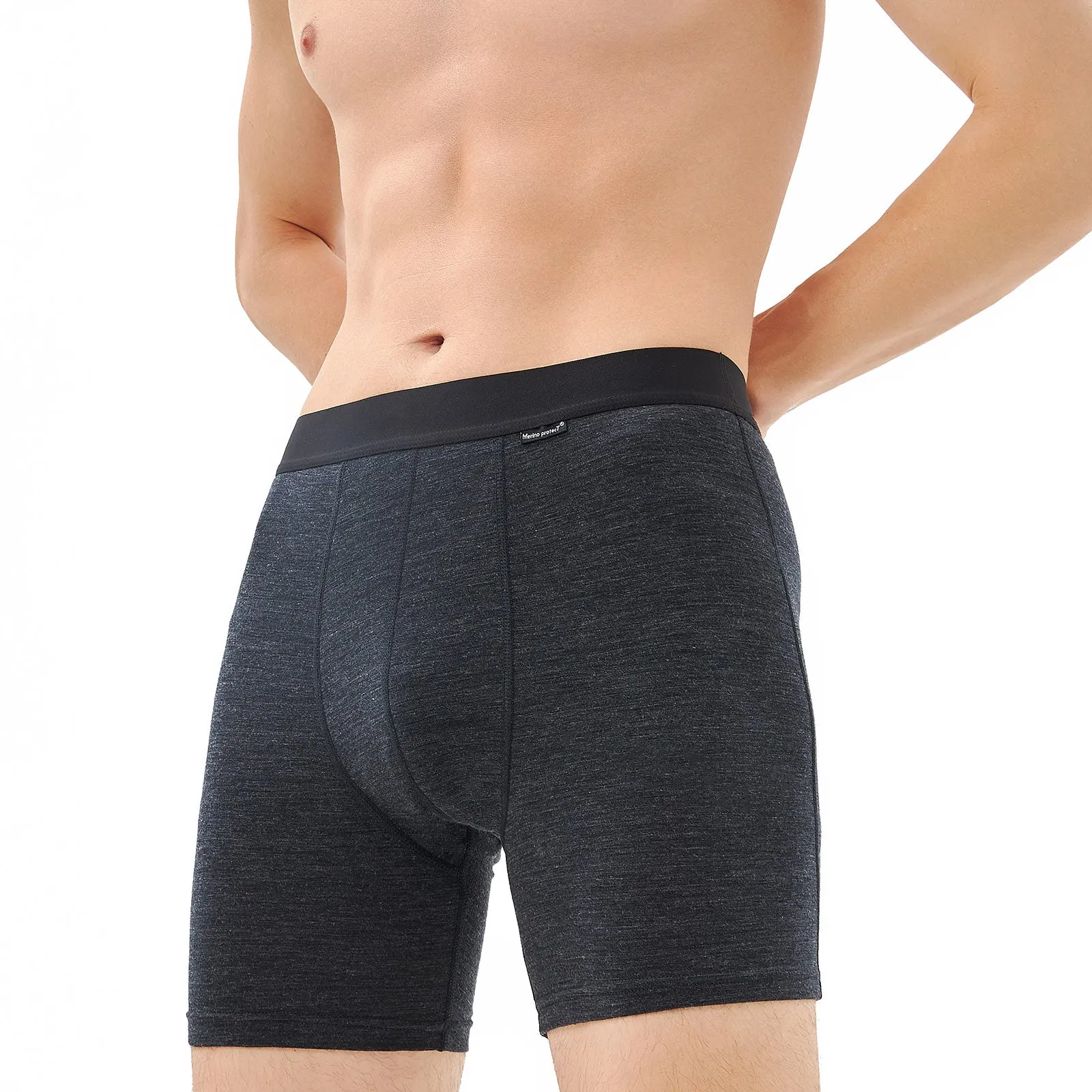 Men's Merino 180g Underwear Boxer Briefs  Black Heather