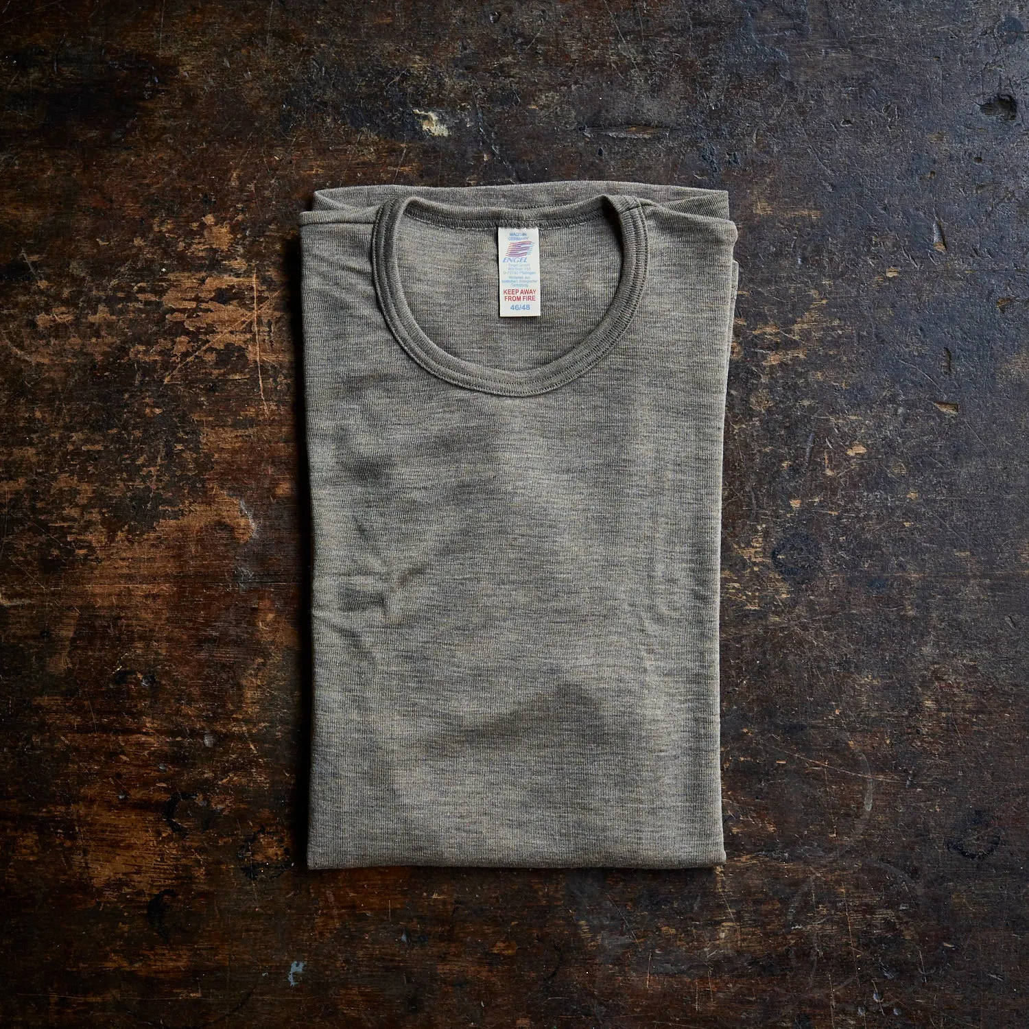 Mens Merino Wool & Silk LS Top - Walnut