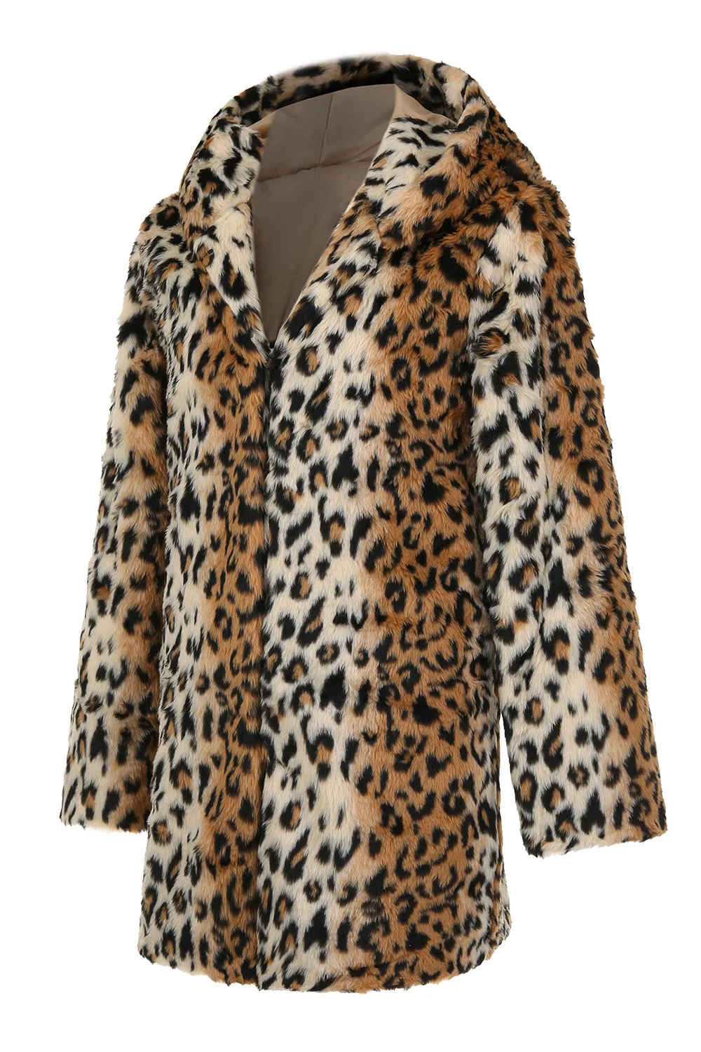 Men's Winter Mid-Length Leopard Faux Fur Coat