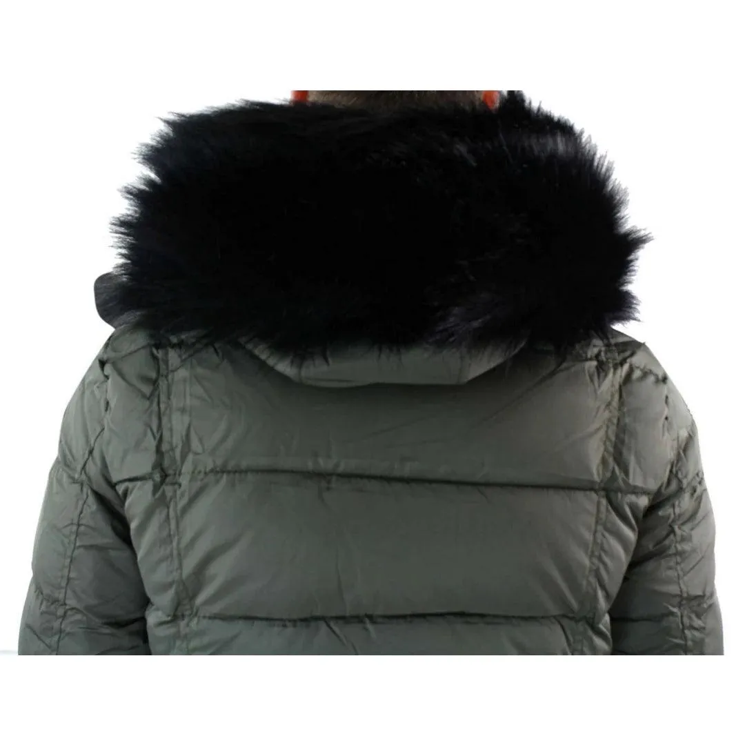 Mens Zip Hooded Fur Jacket Coat Puffer Quilted Warm Winter