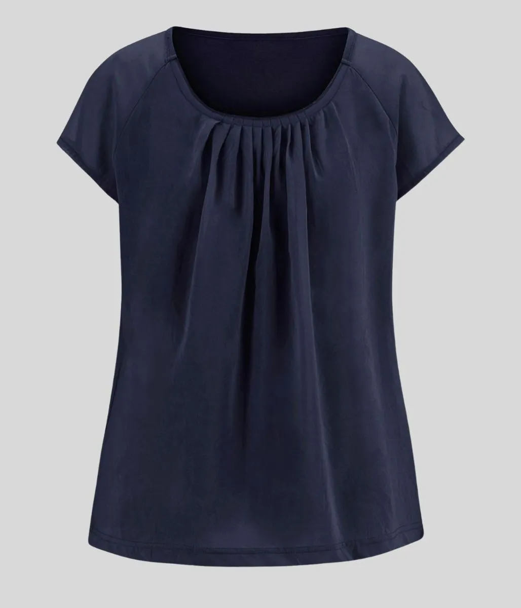 Navy Chiffon Layer Top