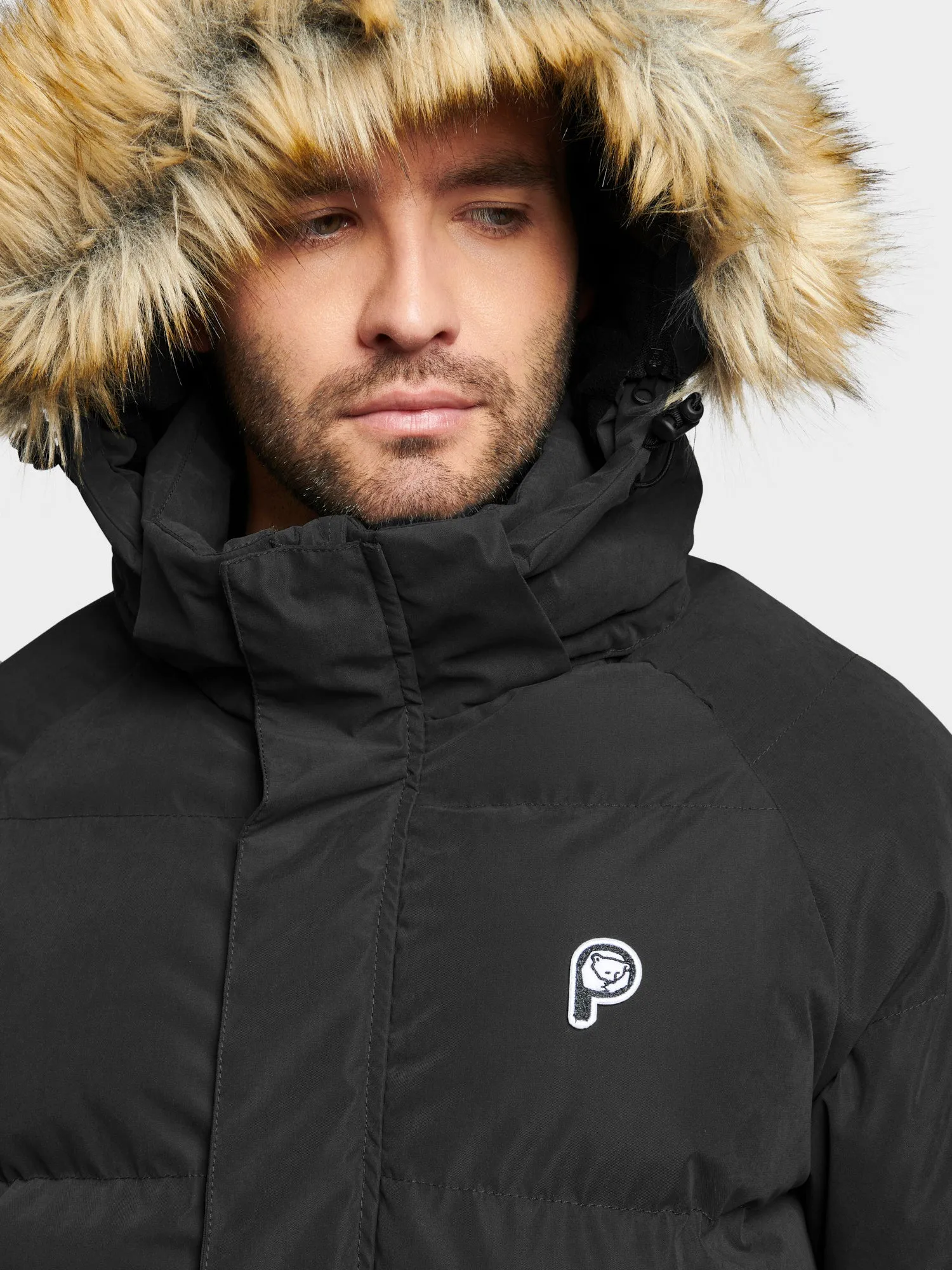 P Bear Puffer Jacket in Black