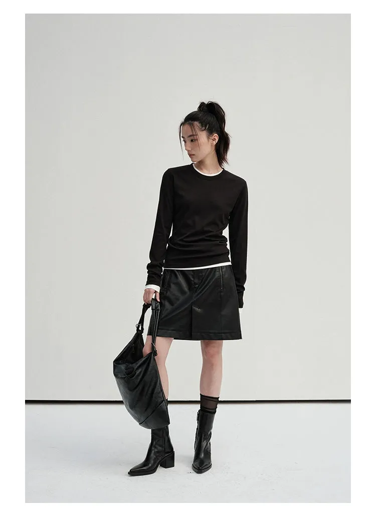 Pleated Design Base Layer Long Sleeve Top