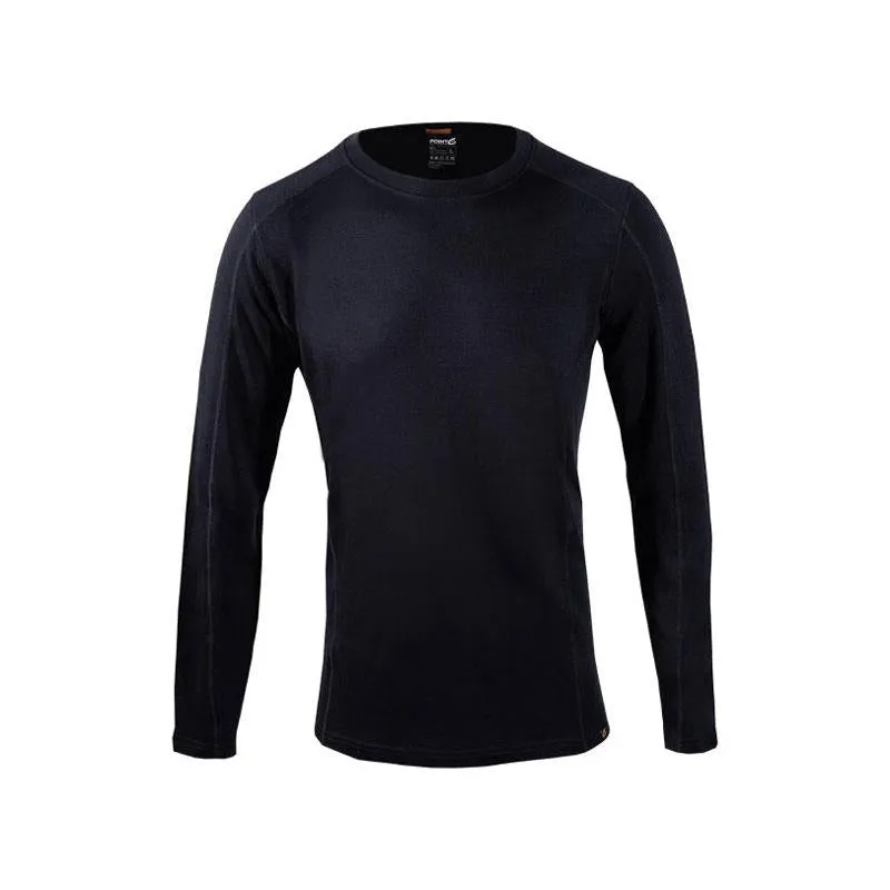 Point6 Men's Base Layer Long Sleeve Mid-weight Black Crew Neck Top