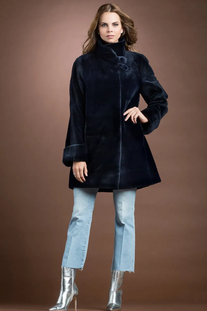 Reversible Super Sheared Mink Mid-Length Fur Coat