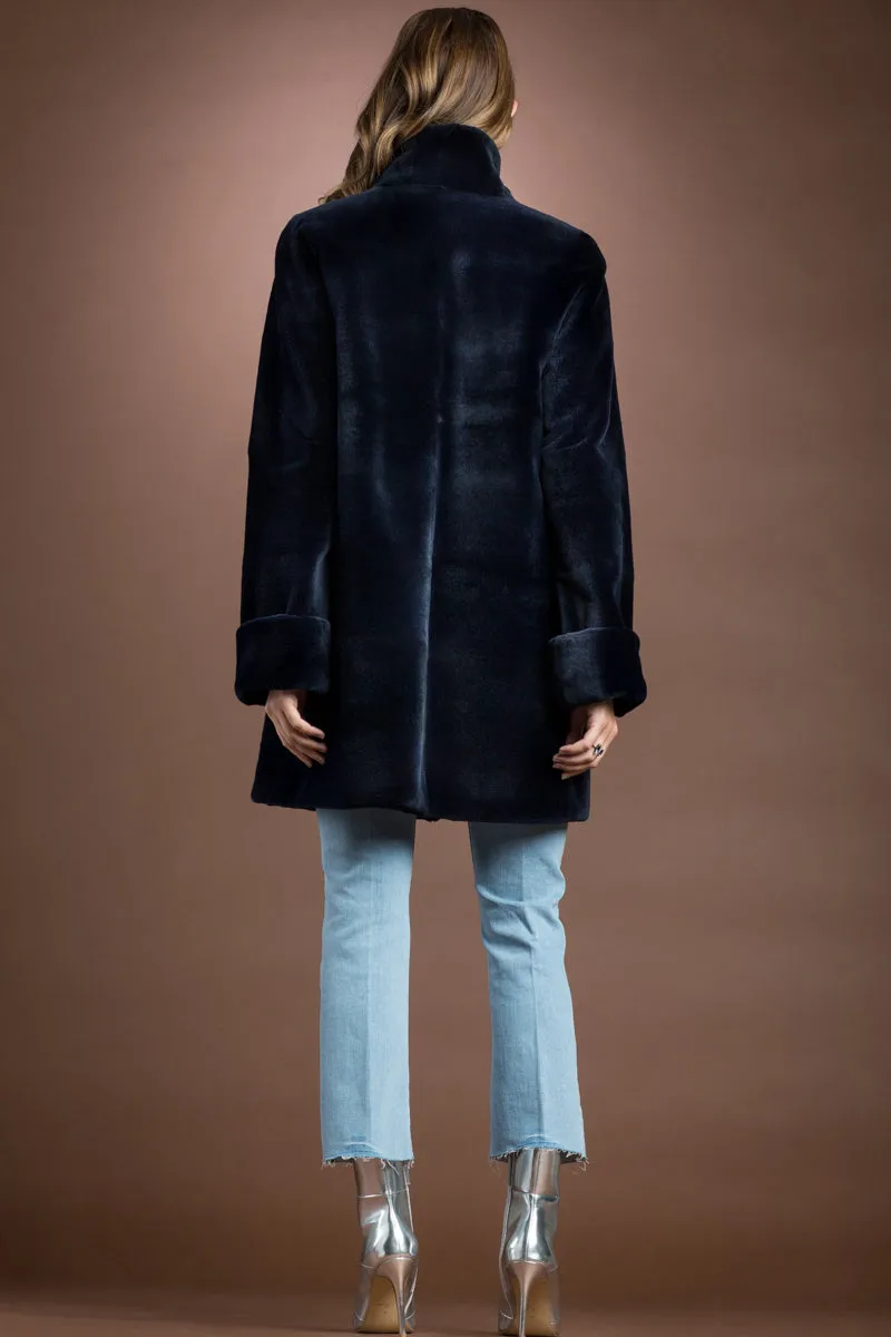 Reversible Super Sheared Mink Mid-Length Fur Coat