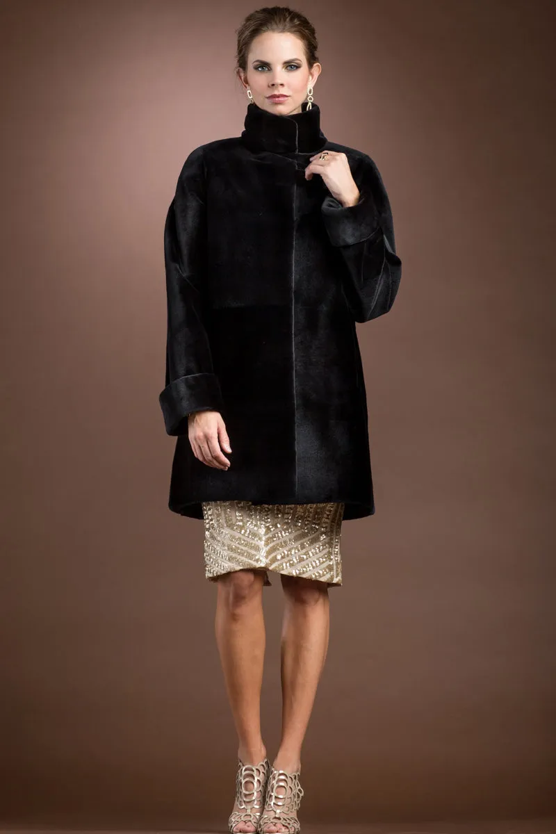 Reversible Super Sheared Mink Mid-Length Fur Coat