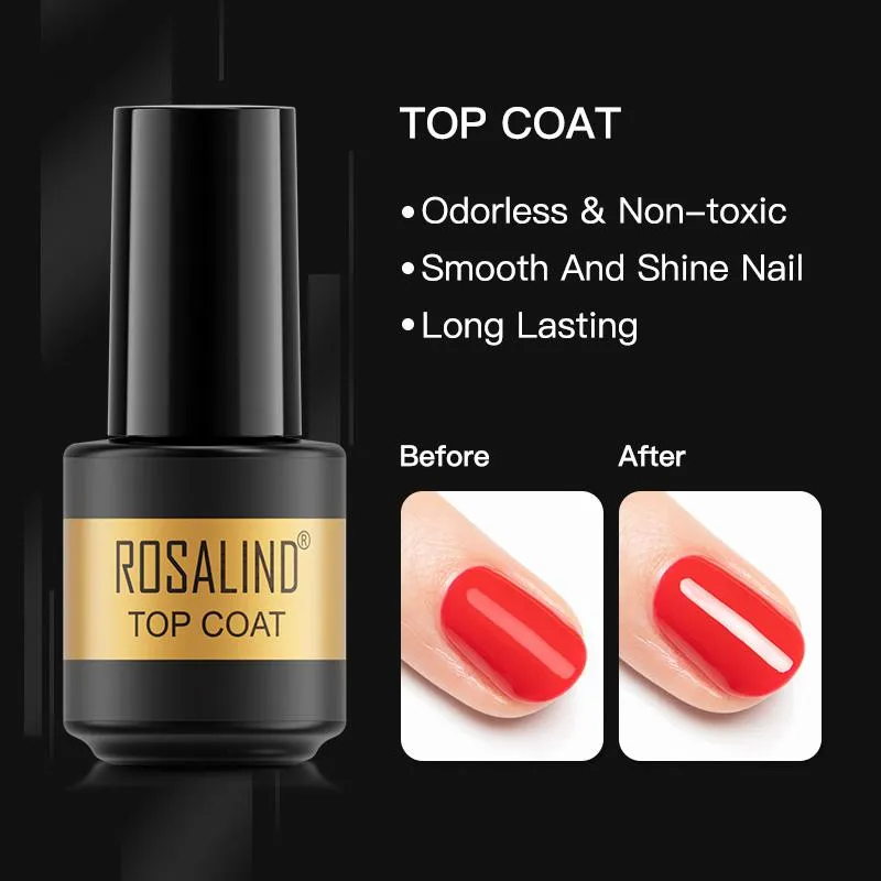 ROSALIND Gel Polish Set Base Coat Sock Off UV/LED Lamp Keep Your Nails Bright And Shiny For A Long Time