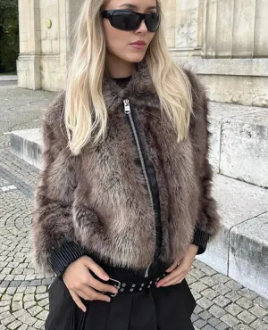 Samantha - Faux fur coat with zipper