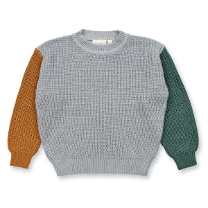 Sense Organics DELIA - Strickpullover - Grau/Salbei/Camel