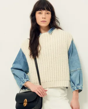 Sessun Santino Cream Sweater Vest Knit