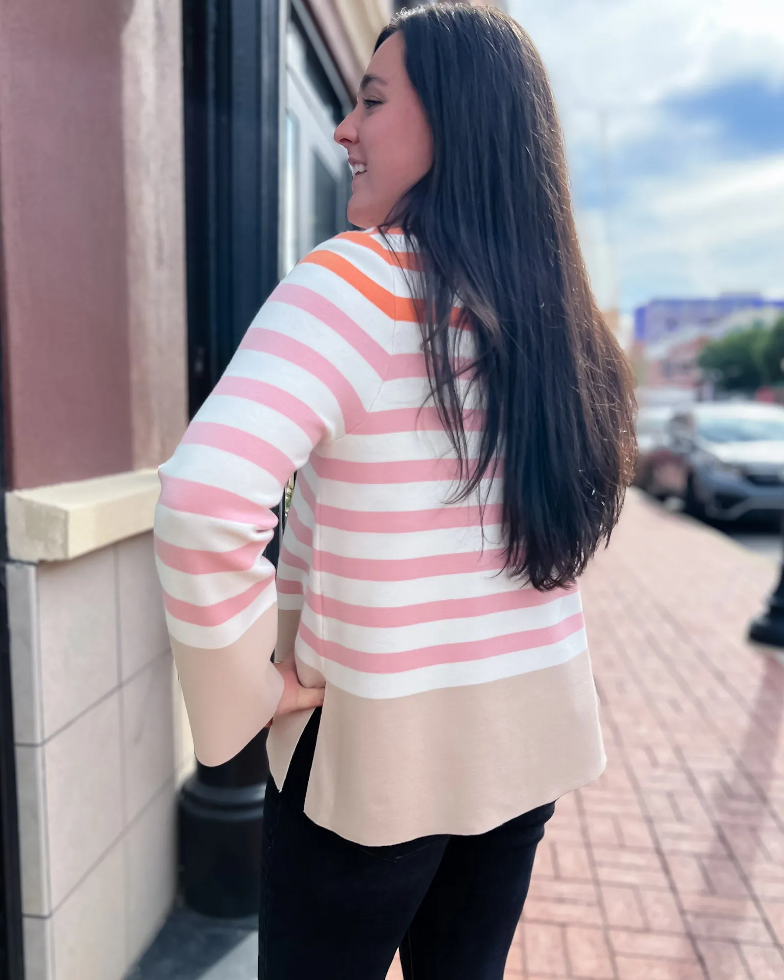 Sherbet Striped Tunic Sweater