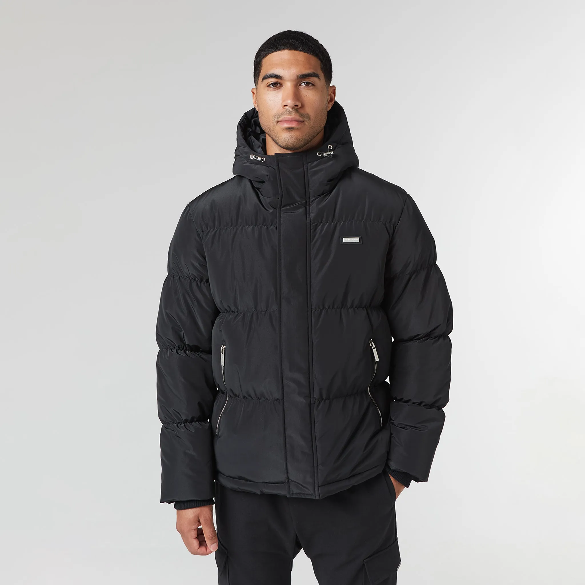 Smart Crinkle Nylon Puffer Jacket | Black