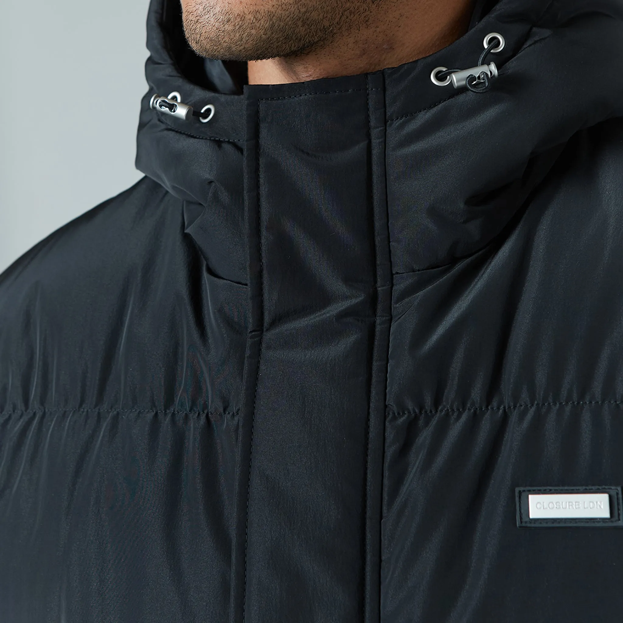 Smart Crinkle Nylon Puffer Jacket | Black