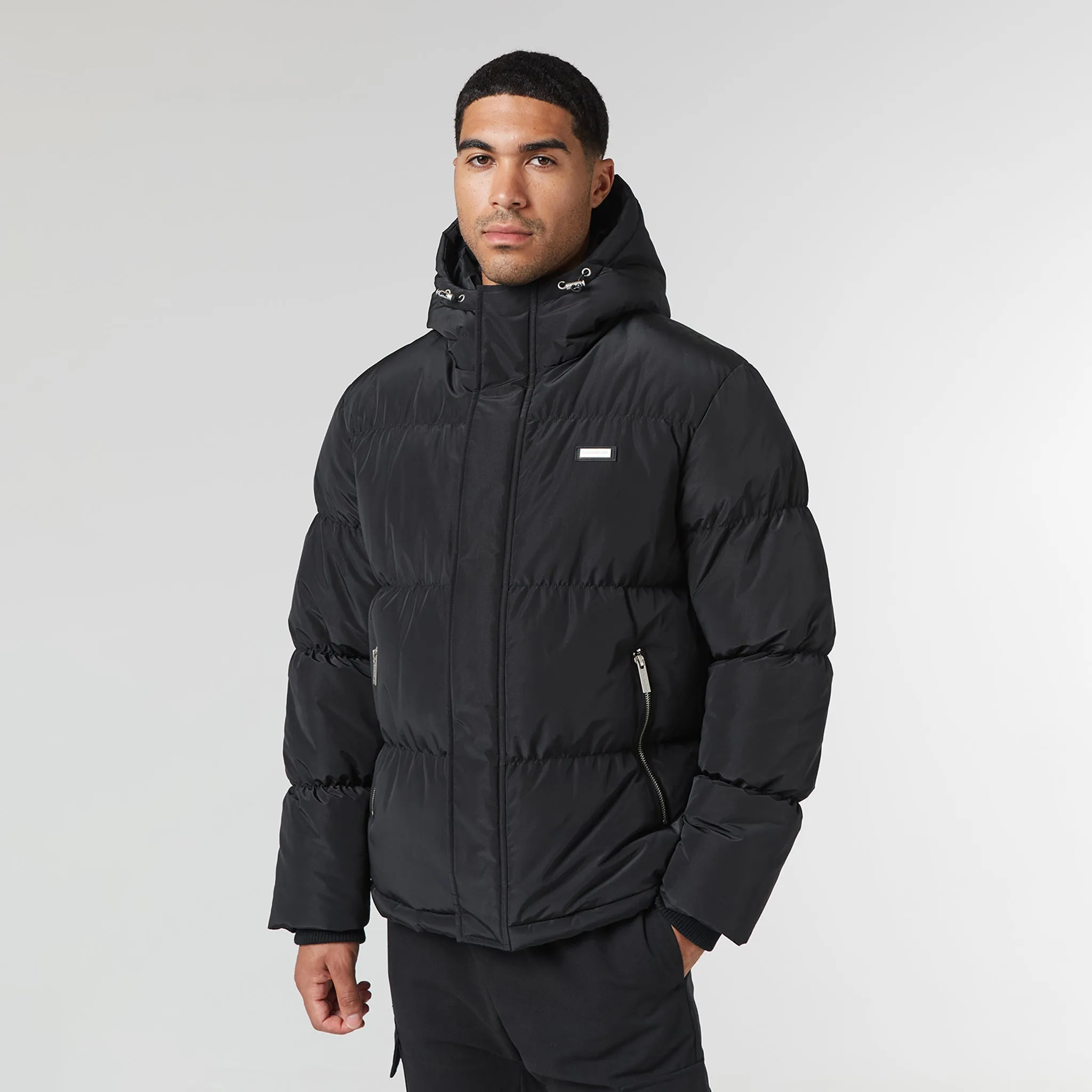 Smart Crinkle Nylon Puffer Jacket | Black