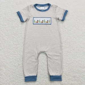 SR0947 baby boy clothes mallard duck embroidery boy summer romper