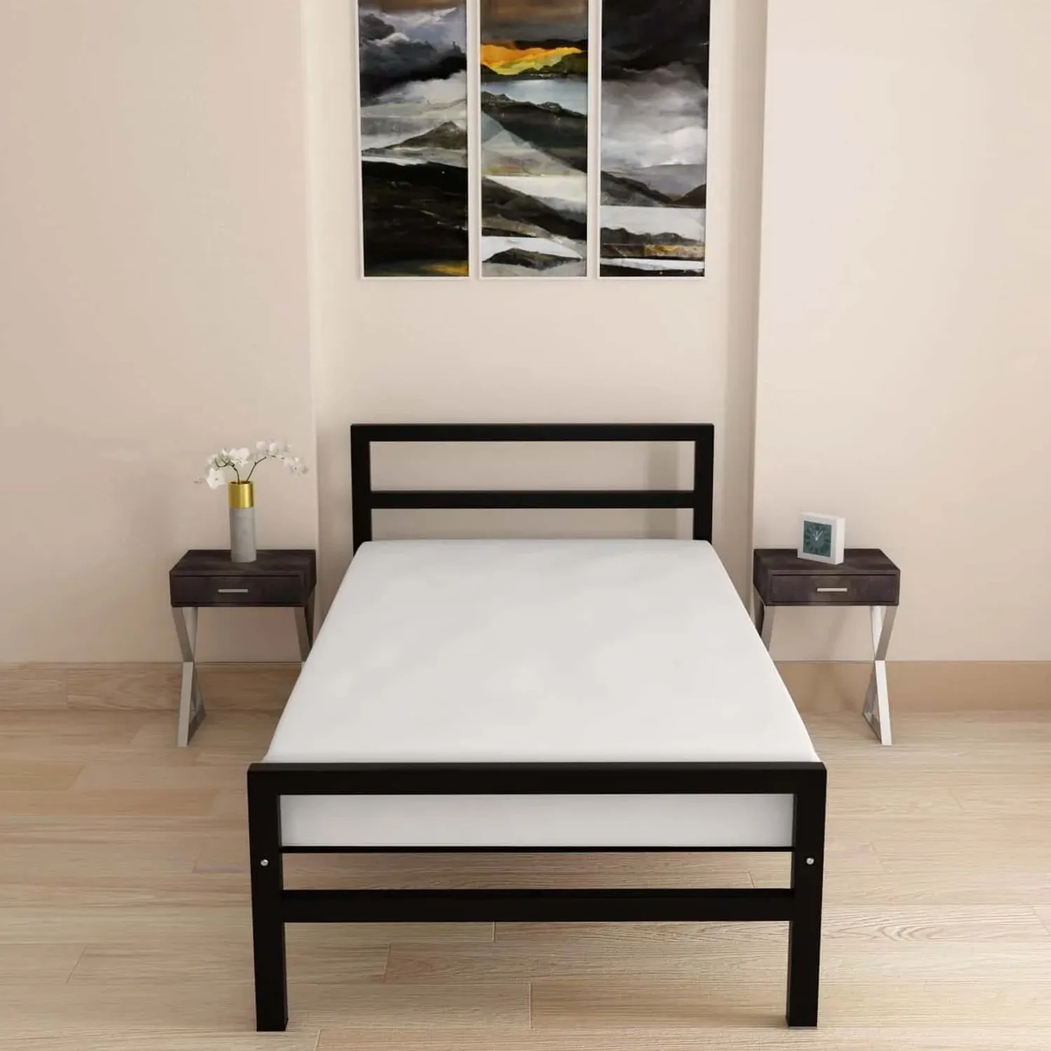 Striker Metal Bed (Black)   Plus Mattress (Single)