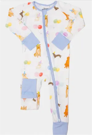 The Uptown Baby - Dog Party Romper Blue