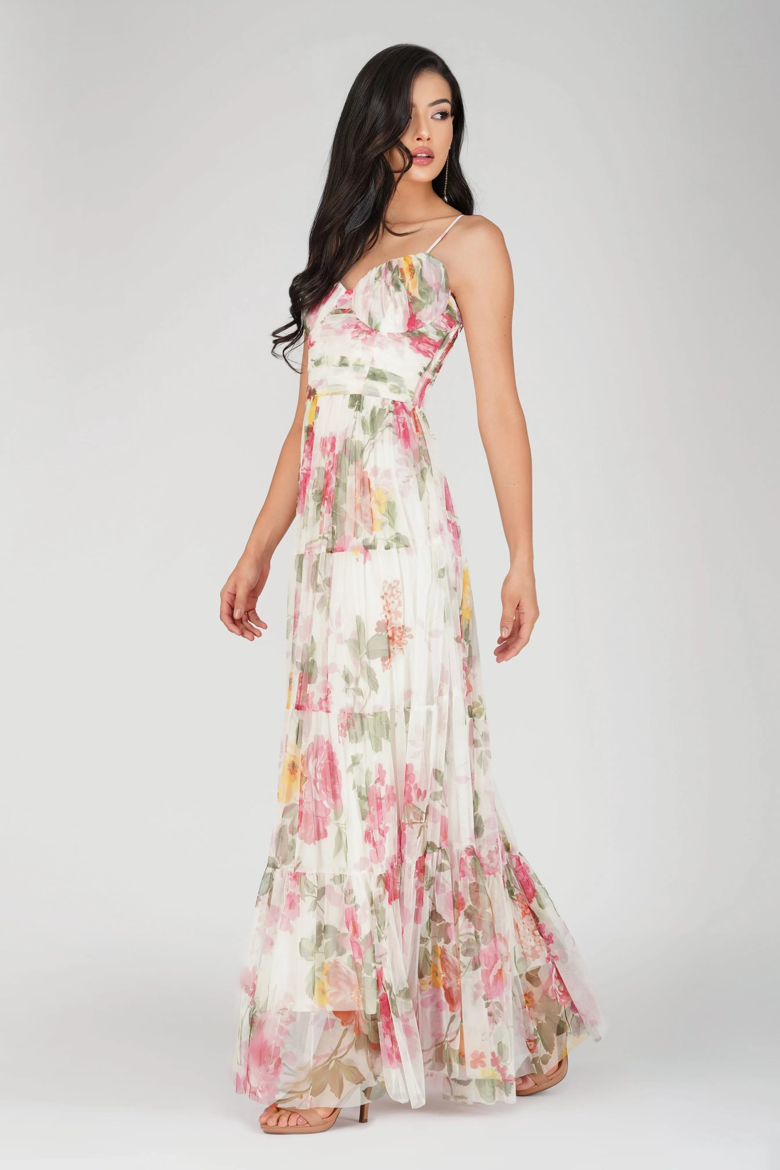 Thea Tulle Floral Maxi Dress