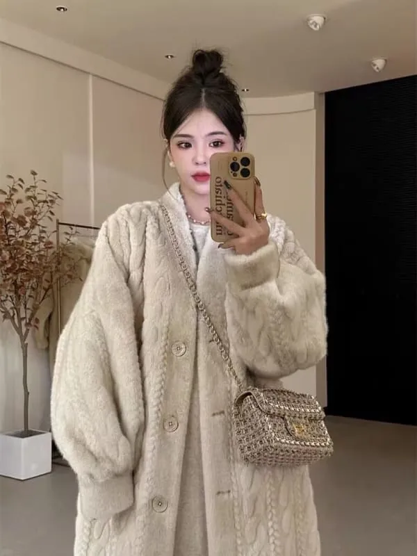 Thick Mink Fur Cardigan Coat for Effortless Style and Comfort