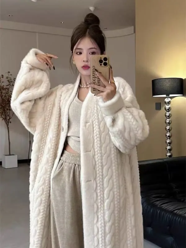 Thick Mink Fur Cardigan Coat for Effortless Style and Comfort