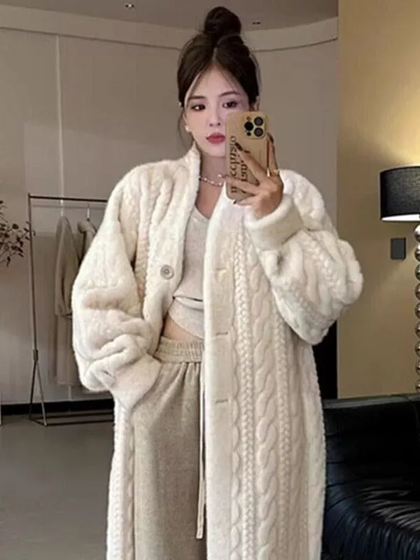 Thick Mink Fur Cardigan Coat for Effortless Style and Comfort