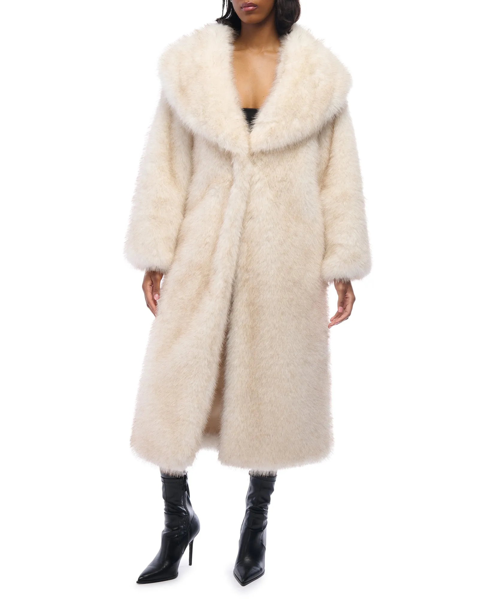 TOASTED-MARSHMALLOW FAUX FUR JACKET