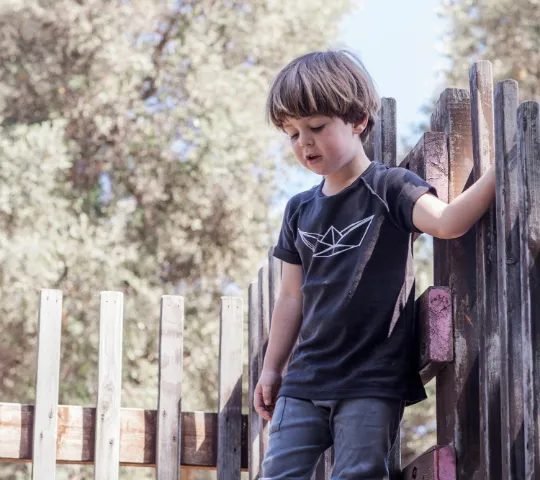 Toddler Shirt- Organic cotton- Black with White Paper Boat Print