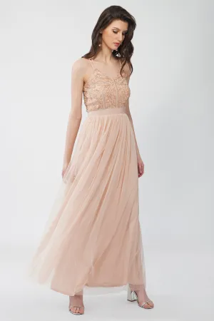 Ursa Blush Pink Embellished Maxi Dress