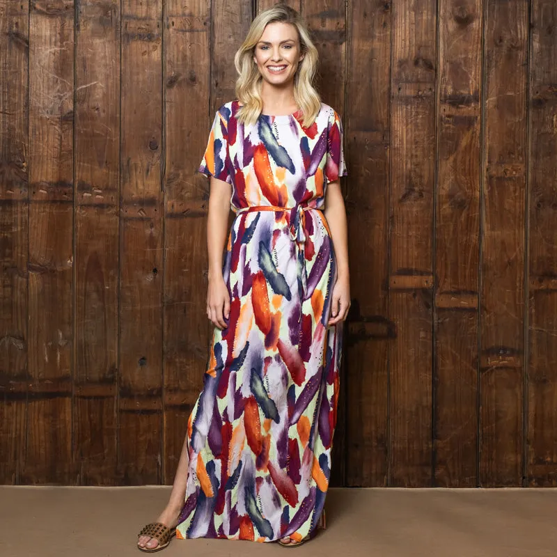 Vibrant Brushstrokes Maxi Dress Sage