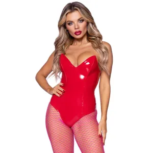 Vinyl Bodysuit - Large - Red