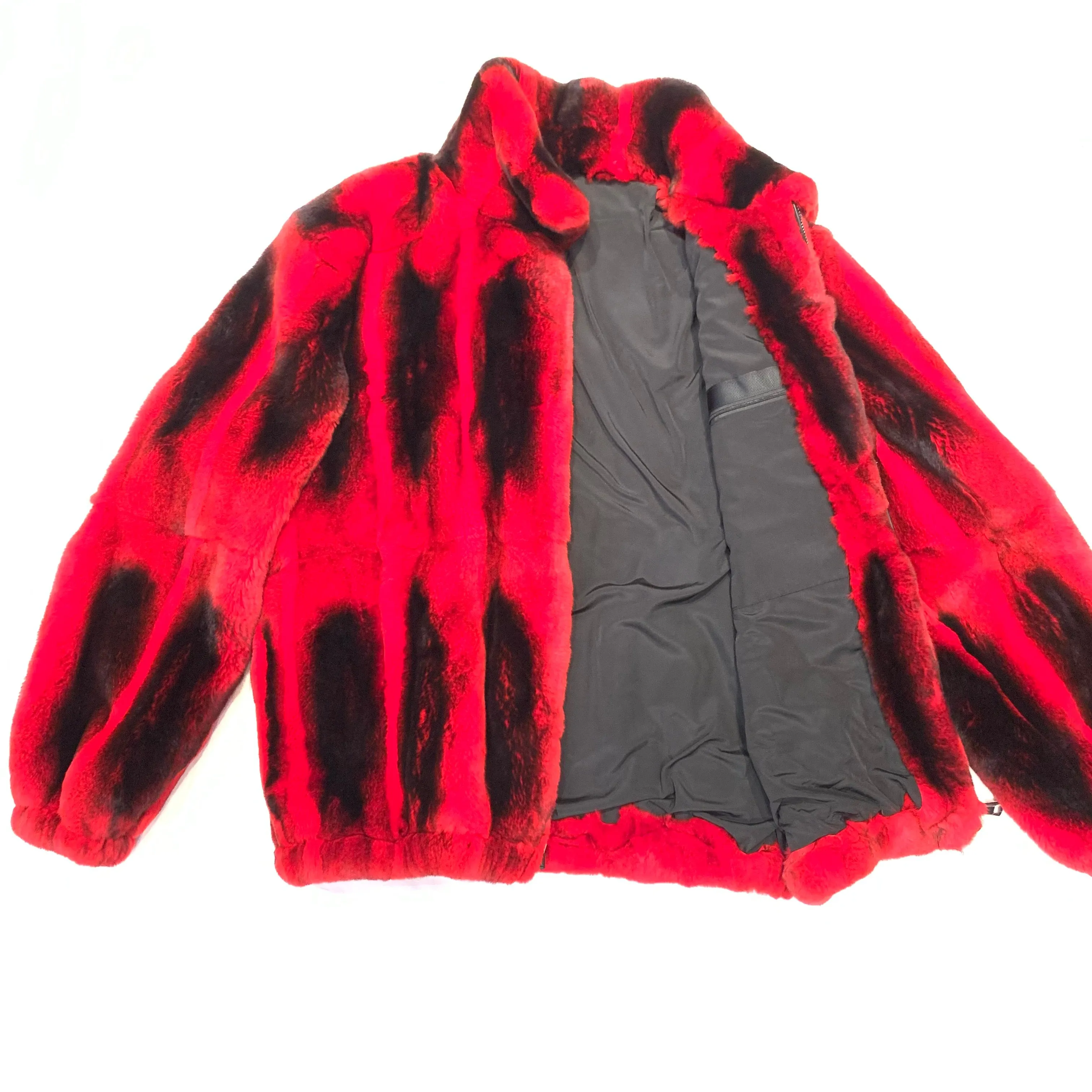 Volare Men's Red Rex Chinchilla Fur Coat