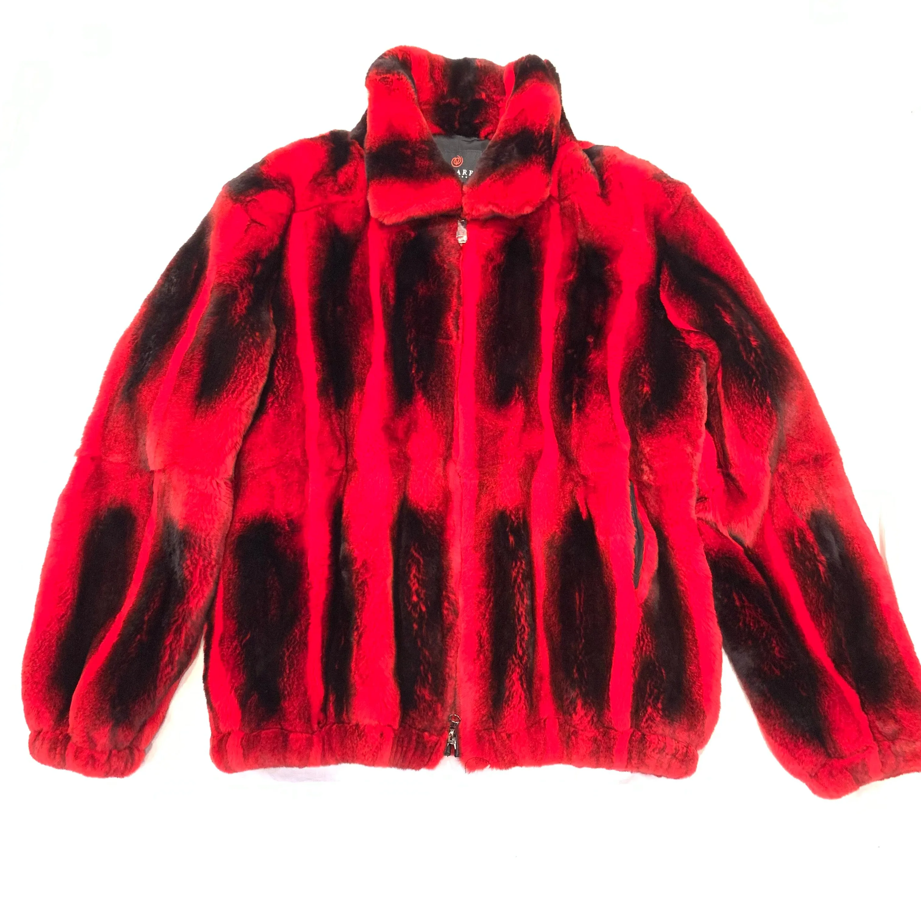 Volare Men's Red Rex Chinchilla Fur Coat