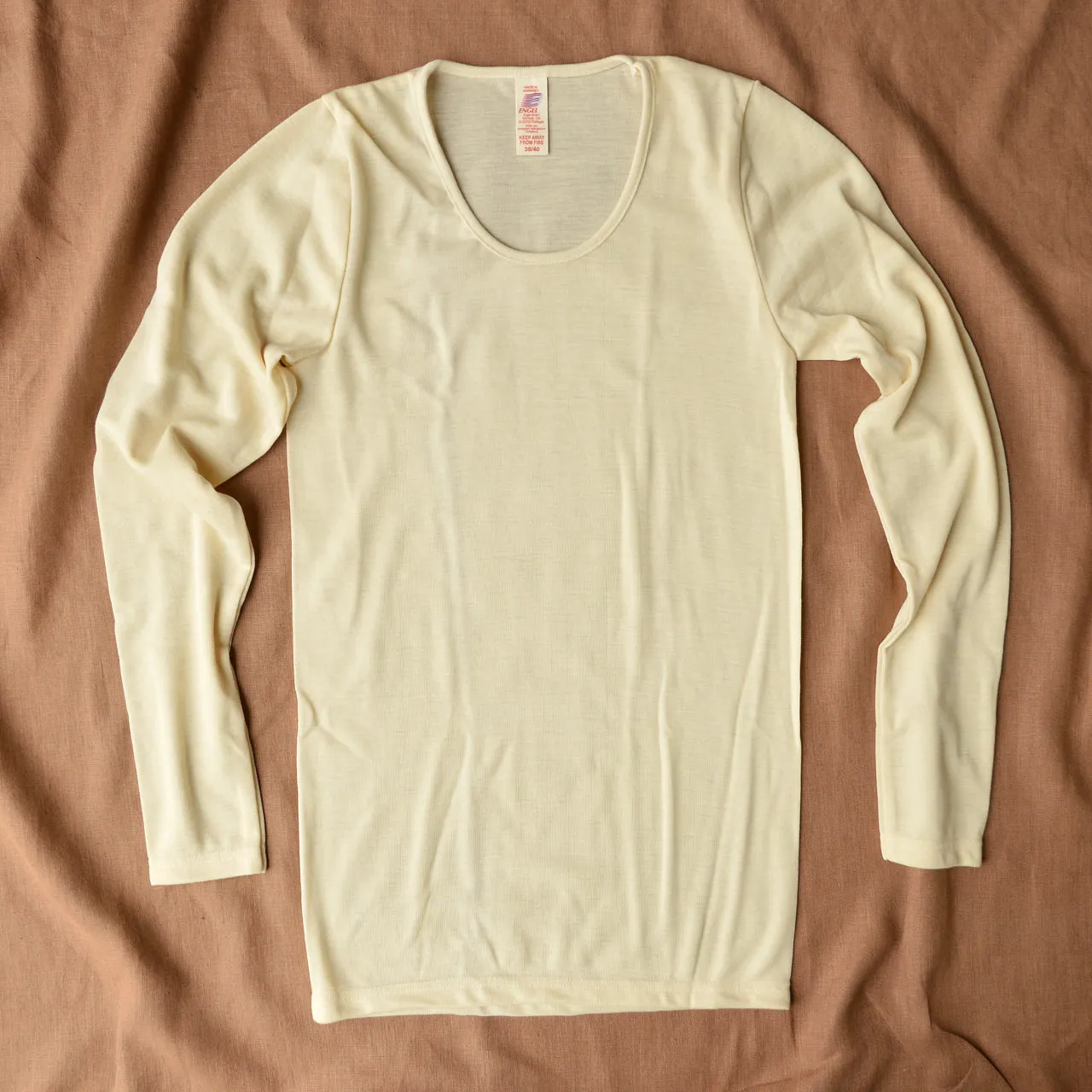 Women's 100% Organic Merino Wool Long Sleeve Top - Natural