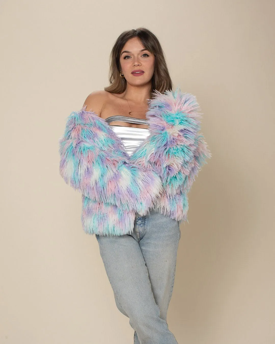 Women's Colorful Faux Fur Jacket | Aurora Shaggy Alpaca