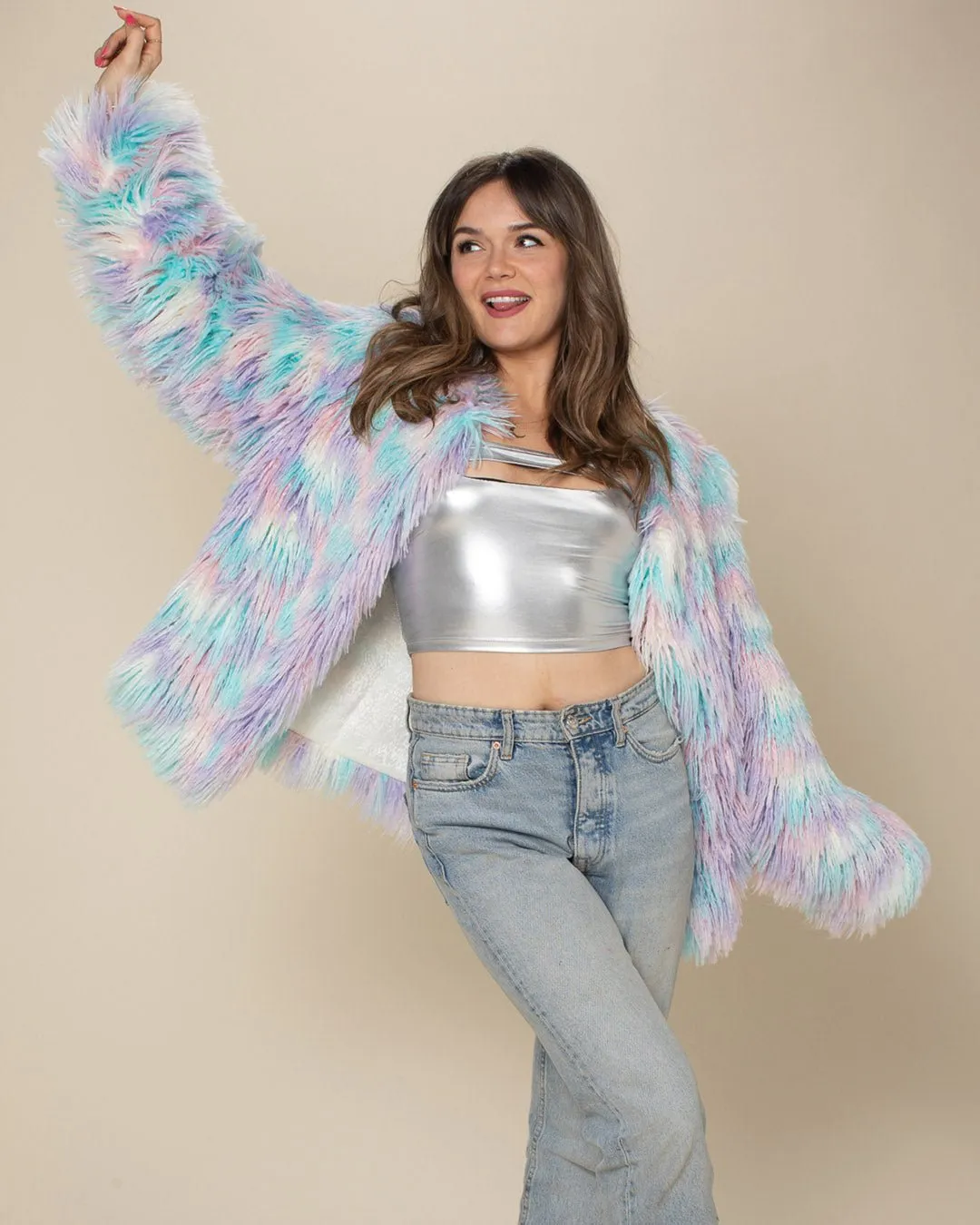 Women's Colorful Faux Fur Jacket | Aurora Shaggy Alpaca