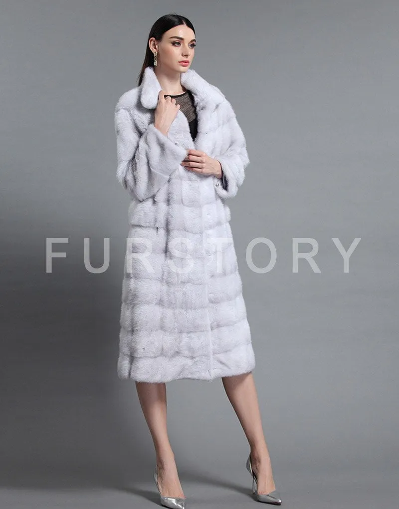 Women's Genuine Mink Fur Coat Women Long Style Fur Overcoat Female 16048