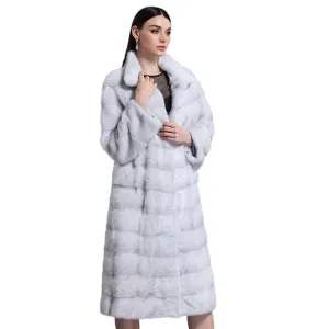 Women's Genuine Mink Fur Coat Women Long Style Fur Overcoat Female 16048