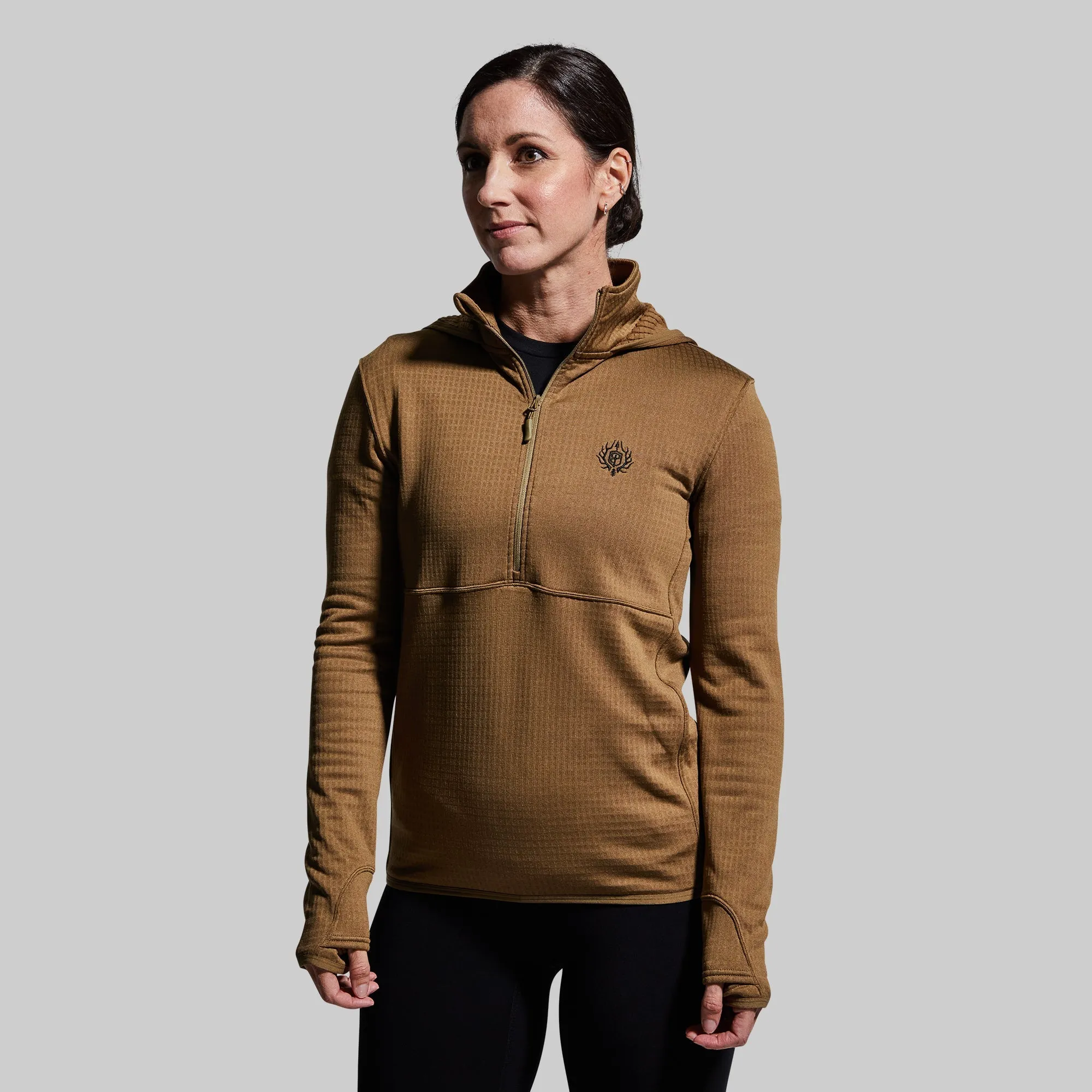 Women's Quiver Half Zip Hoodie (Coyote Brown)